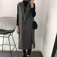 Plus size 5XL!Autumn Winter New Korean Woolen Suit Vest Slim Casual Split Long Sleeveless Jacket Waistcoat