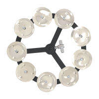 แทมโบรีน Hi-Hat ระฆังสองแถวระฆังกลองแจ๊สขาตั้งกล้อง9-Bell Hi-Hat ระฆังอุปกรณ์เสริมฉิ่งสำหรับนักตีกลอง