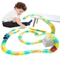 Race Track for Boys and Kids192PCS Changeable Glow Race Car Tracks Toys for 3 4 5 6 Year Old Boys Girls with LED Light Up Race Car Holiday Birthday Gifts adaptable