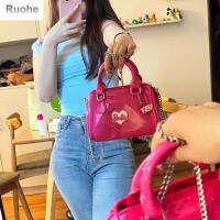 RUOHE หมอนตุ๊กตาบาร์บี้กระเป๋าสะพายไหล่,หมอนรูปวงรีน่ารักทำจากหนัง PU