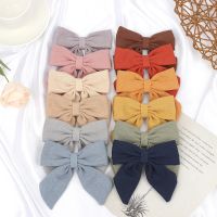 Fabric handmade bow hairpin sweet and versatile broken hair banger 12 color cotton linen duck beak clip