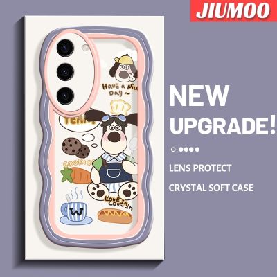 JIUMOO S23ปลอกสำหรับ Samsung บวก S23พิเศษเคสลายการ์ตูนสำหรับทำอาหารสุนัขแฟชั่นลายคลื่นขอบเคสโทรศัพท์แบบใสน่ารักเลนส์กล้องถ่ายรูปดีไซน์ใหม่ซิลิโคนกันกระแทกเคสป้องกันเคสใส