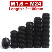 12.9 High Strength Carbon Steel Headless Set Screw Concave Tail Machine/hexagon Socket/kimmi Top Screw M1.6 M2 M2.5 M3 M24 Black