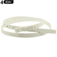 Kiel Candy Color 2 Layers Bowknot Thin Narrow Belt PU Leather Waistband Strap