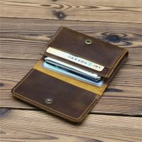 Vintage Card Holder Men Genuine Leather Credit Card Holder Small Wallet Money Bag ID Card Case Mini Purse for Male Tarjetero New