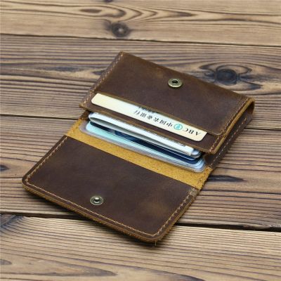 【CW】♘▦  Men Credit Card Holder Leather Wallets Business Bank ID Purse Small Wallet Hasp Holders for