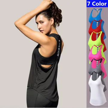 Women Racerback Yoga Tank Tops Sleeveless Fitness Yoga Shirts Quick Dry  Athletic Running Sports Vest Workout T Shirt