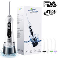 MOSPRO Water Dental Flosser Cordless Oral Irrigator, Portable and Rechargeable Water Teeth Pick with 3 Modes 4 Jet Tips, 300ML IPX7 Waterproof Dental Flosser for Oral Care