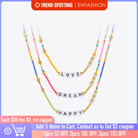 ENFASHION Acrylic Letter Necklace For Women Gold Color Colorful Beads Necklaces Fashion Jewelry Stainless Steel Collier P213246