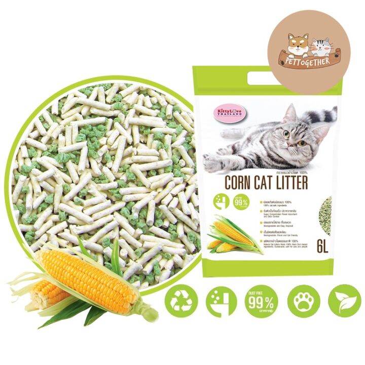 HOT** Corn Cat Litter 6L ทรายแมว ทรายข้าวโพด ย่อยสลายได้ดี ไร้ฝุ่น99