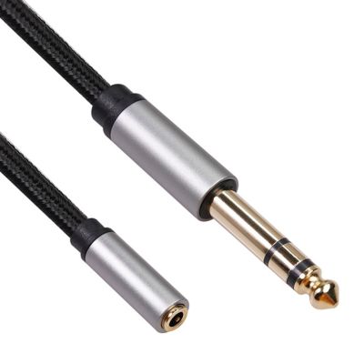 3.5mm Female to 6.35mm Male Braided Cable TRS 1/8 Jack to 1/4 Plug Adapter Support Dropshipping