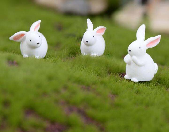 [HCM]Mô hình thỏ trắng tai hồng dài trang trí terrarium chậu cây cảnh