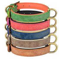 Leather Dog Collar Adjustable Double D-ring Dog Control Small Medium Large Dogs