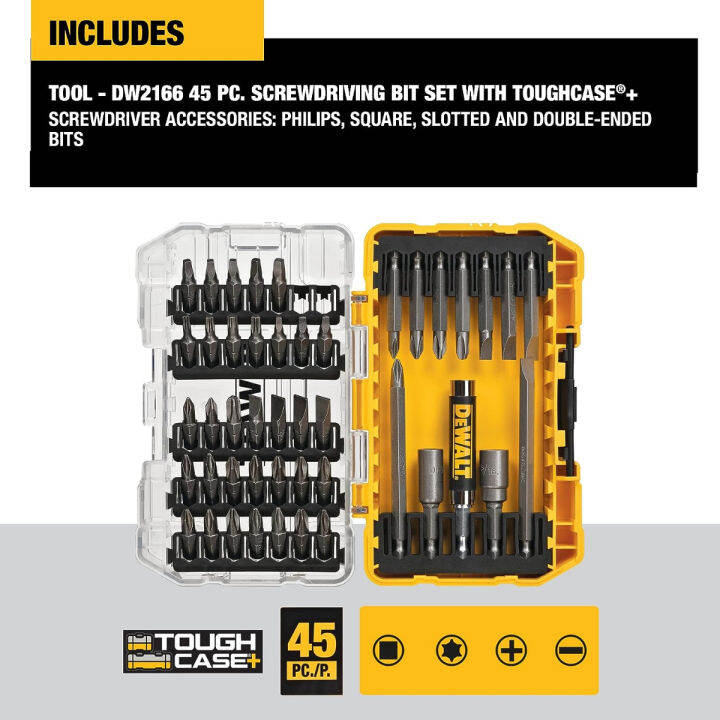 dewalt-screwdriver-bit-set-with-tough-case-45-piece-dw2166-45-piece-screwdriving-set-screwdriver-bit-set