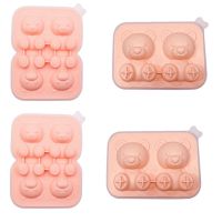 Teddy Bear Shaped Ice Cube Mold Silicone 4 Bear Ice Cube Molds for Whiskey Big Ice Tray with Lid 2023 Kitchen Home Cool Summer