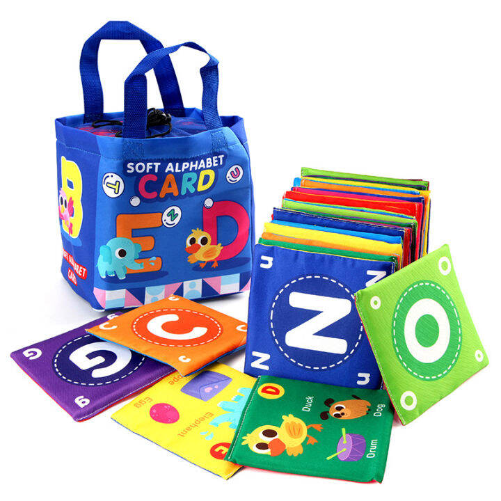 Soft Baby Alphabet Cards 26 Letters Learning Flash Cards with Cloth Bag ...