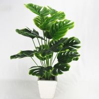 Artificial Plants Green Palm Leaves Monstera Home Garden Living Room Bedroom Balcony Decoration Tropical Plastic Fake Plant Long Electrical Connectors