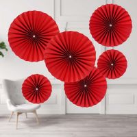 MA1MBB 6Pcs Chinese Style Red DIY Wedding Fan Flower Hanging Paper Crafts Bedroom Living Room Wall Decor Origami Party Supplies