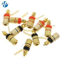 ▤✸▨ 10pcs Gold Plated Amplifier Speaker Binding Post 4mm Banana Plug Speaker Terminal Binding Post for Connector