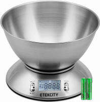 Etekcity Food Scale with Bowl, Timer, and Temperature Sensor, Digital Kitchen Weight for Cooking and Baking, 2.15L, Silver