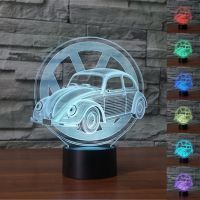 ♈◎♝ Volkswagen Beetle 3D Night Light 7 Colors Gradient Car Pattern USB LED Table Lamp Acrylic Home Decor