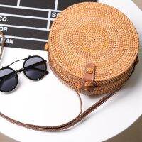 Bali Vintage Handmade Crossbody Leather Bag Round Beach Bag Girls C