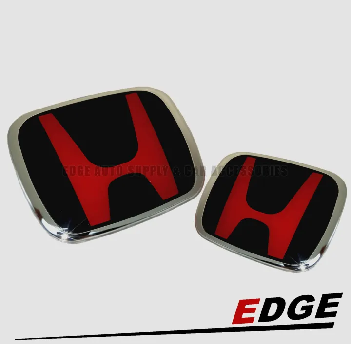 (Red/Black) Honda Civic FD H Emblem Front/Rear SET Stick-On Logo Symbol ...