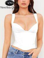 [A LIKE] NewAsia SatinTop Boning เบาะ2ชั้น ElasticSolid สีเซ็กซี่ Bodycon Crop Top แฟชั่น CamiTops ผู้หญิง2021