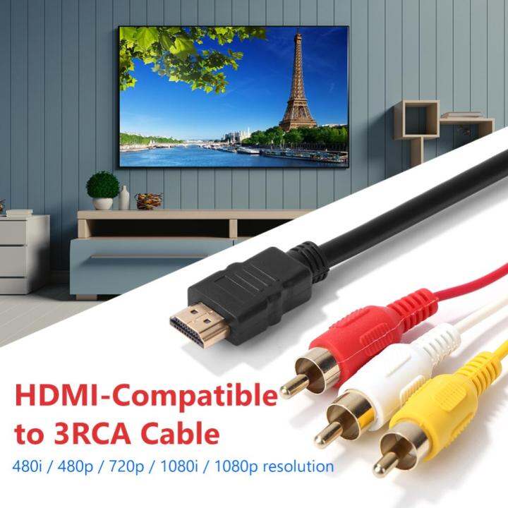 hdmi-เข้ากันได้-rca-อะแดปเตอร์ตัวผู้กับ3rca-ตัวผู้ที่รองรับสาย-hdmi