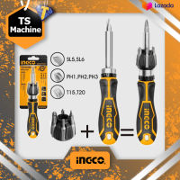 INGCO AKISD0808 ไขควงด้ามฟรี พร้อมดอกไขควง 7 ชิ้น รุ่นงานหนัก ( Ratchet Screwdriver Set ) - ชุดไขควงด้ามฟรี