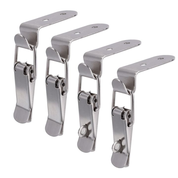 hot-k-4pcs-เป็ดปาก-buckle-hook-hasp-90องศาสปริงสเตนเลสสลักเกี่ยว-clasp-clamp-คลิปสร้อยเงิน-latch-จับแน่น