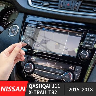 กระจกเทมเปอร์นำทางรถยนต์ปกป้องหน้าจอสำหรับ Nissan Qashqai J11 X-Trail T32 2015-2018อุปกรณ์ตกแต่งภายในฟิล์มกันรอย GPS