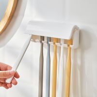 Bathroom Toothbrush Holder Wall-mounted Punch-free Toothpaste Holder Tooth Brush Storage Rack Bath Organizer Accessories