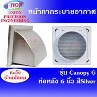 GFLOW  ฝาครอบช่องระบายอากาศ  Canopy ท่อ 6  มีเกล็ด (สี Silver) หน้ากากท่อระบายอากาศฝาครอบโค้ง