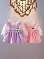 baby girl long sleeve dressชุดเด็กผู้หญิงกระโปรงแขนยาวเสื้อดอกไม้เอี๊ยมหน้าแมวน่ารัก0~1~2ปี