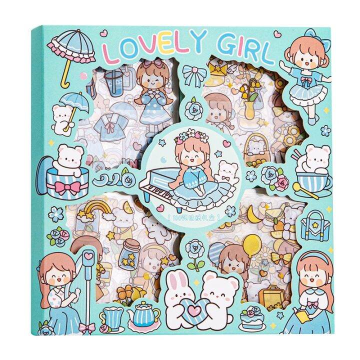 100pcs-cute-girl-journal-sticker-gift-box-pet-kawaii-stationery-scrapbooking-decoration-material-diary-phone-stickers