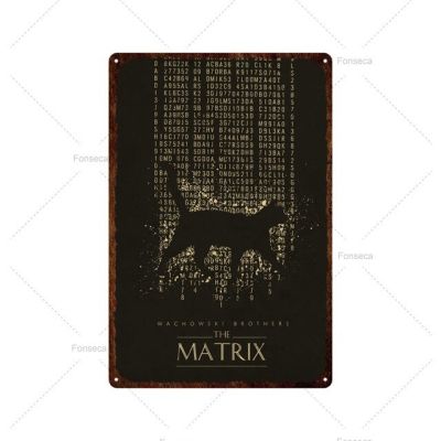 การตกแต่งภายในบ้านบาร์คาเฟ่ภาพยนตร์คลาสสิกวินเทจภาพวาดรูปกระป๋อง The Matrix Keanu Reeves Neo แผ่นป้ายโลหะ