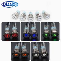 16mm Customization LED 12V PC icon Push Button Switch Metal Brass Plating Lamp Flat Fans Light Momentary For Home Appliance Car