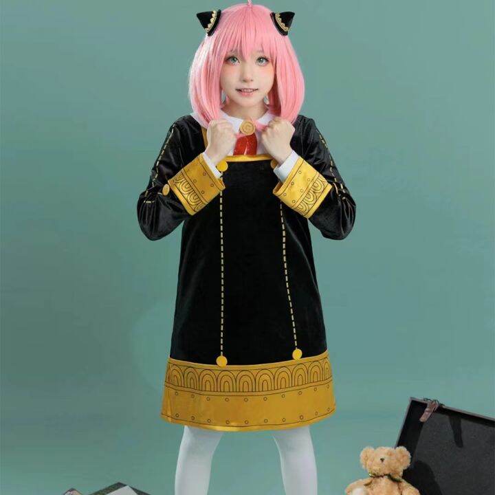 anime-spy-x-family-anya-forger-cosplay-costume-dress-headgear-wig-set-adult-children-halloween-carnival-party-role-play-clothes