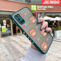 เคส JIUMOO สำหรับ OPPO เคส A52 A92 A72 4G,เคสแฟชั่นลายหมีสุขสันต์วันหมีมีน้ำค้างแข็งโปร่งใสขอบสี่เหลี่ยมด้านข้างแบบแข็งปลอกซิลิโคนกล้องกันกระแทกเคสนิ่ม