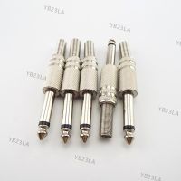 5pcs 6.35mm Male Mono Channel Amplifier Plug Connectors Monaural Jack Audio Cable Microphone Accessories PlugsYB23TH