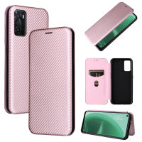 Oppo A55s 5G Case, EABUY Carbon Fiber Magnetic Closure with Card Slot Flip Case Cover for Oppo A55s 5G