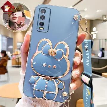 Cute Rabbit Plating Phone Bracket Case For Vivo Y22S Y33S Y21 Y20 Y20S  Stand Soft Silicone