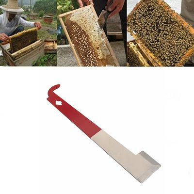 อุปกรณ์การเลี้ยงผึ้ง26.7ซม. สีแดงตัวยกโครงสแตนเลสเครื่องมือเก็บรังผึ่งและที่ขูดรูป J ตะขอเครื่องมือเลี้ยงผึ้งมีดขูด