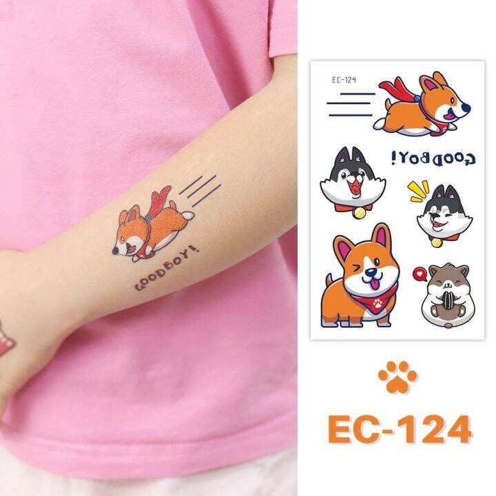 24-kinds-cute-cartoon-tattoo-stickers-for-children-faux-tatouage-temporaire-disposable-cat-dog-pets-temporary-waterproof