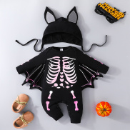 ANFUTON Halloween 0-2Y Baby Bat Rompers Infant Boys Girls Skeleton Print