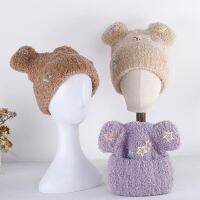 【YD】 2023 cap hat Ears caps colored wool Knitted skiing Big Korean y2k Lambhair cute