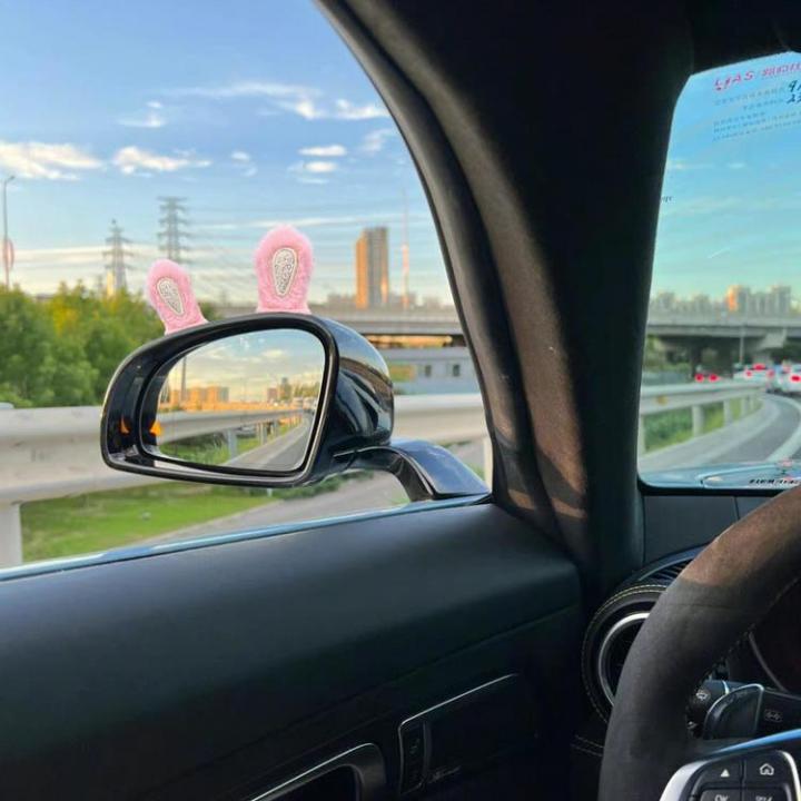 car-interior-decoration-2-pairs-plush-rabbit-ears-car-adhesive-ornament-portable-car-mirror-decoration-for-women-soft-charm-for-car-interior-accessories-kindly