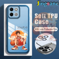 Jingsanc เคสโทรศัพท์พร้อมฟิล์มติดเลนส์สำหรับ Huawei Nova Y90 Y71 Y70 9 SE Onor X8 5G X8A X8 4G X7A X7 X6บาสเกตบอลชายเคสโทรศัพท์แฟชั่น Ins เคส TPU ซิลิโคนเนื้อนิ่มโปร่งใสสีน้ำเงินกันกระแทก K001-4