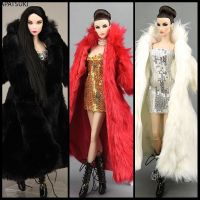 Doll Accessories Set Super Long Fur Coat Dress For Barbie Doll Outfits Parka Dresses Winter Fashion Clothes For 1/6 BJD Dolls